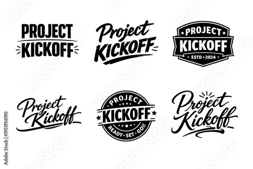 Project kickoff logos collection with various fonts and designs