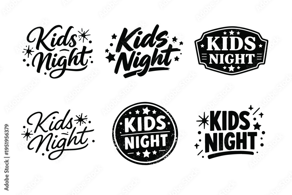 Fototapeta premium Kids night logos collection featuring creative typography designs