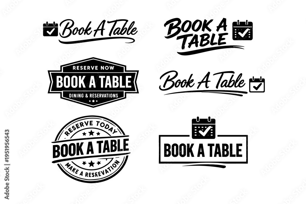 Obraz premium Book a table: classic and modern restaurant reservation logos