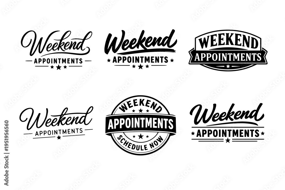 Obraz premium Weekend appointment logos: bold black and white typography designs