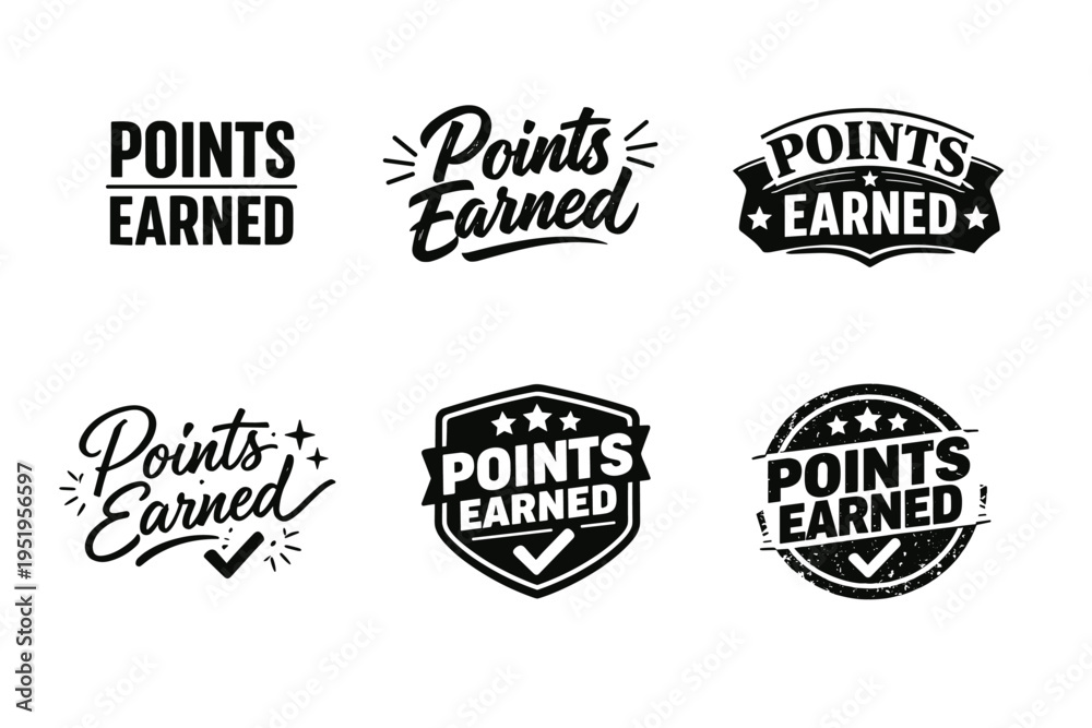 Obraz premium Collection of points earned badges in various stylish designs