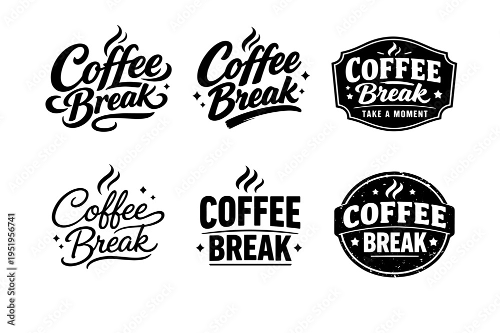 Fototapeta premium Coffee break logos collection: vintage and modern design variations