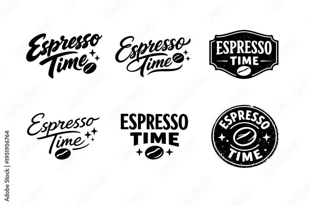 Obraz premium Espresso time vintage logos collection in black and white