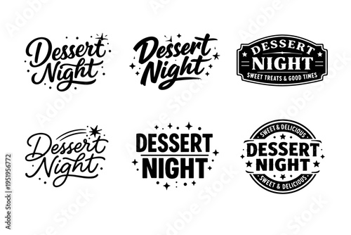 Dessert night logos: sweet delights and typography variations