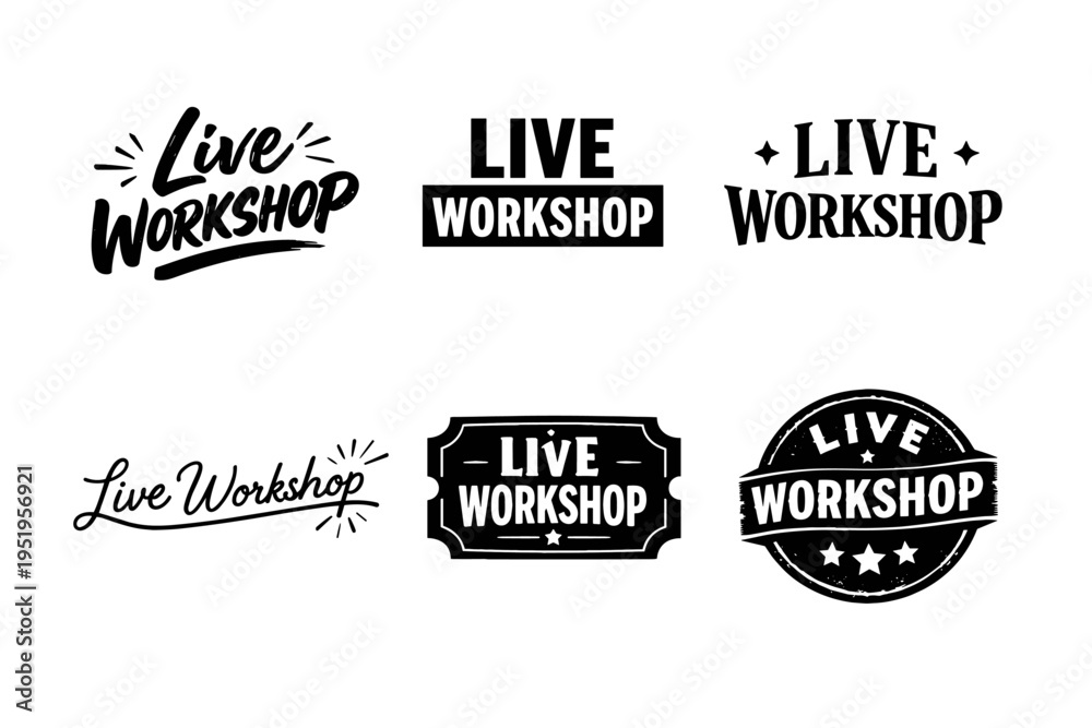 Obraz premium Collection of live workshop sign designs in various styles