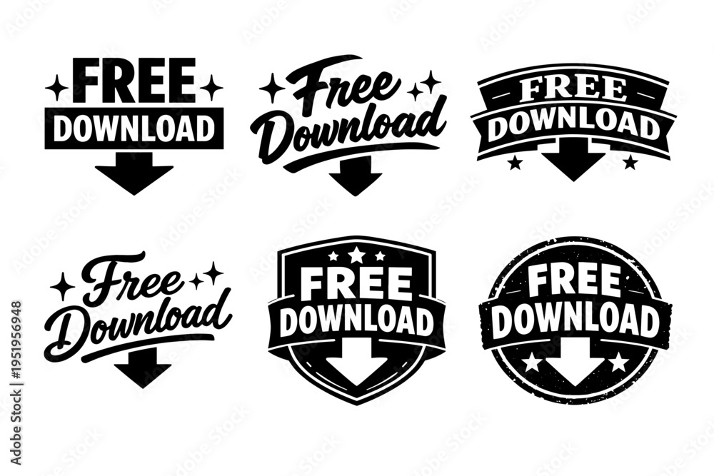 Fototapeta premium Free download icons collection with arrows and stylized fonts
