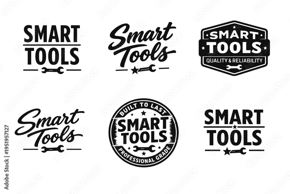 Obraz premium Smart tools logo designs showcasing quality and reliability in various styles