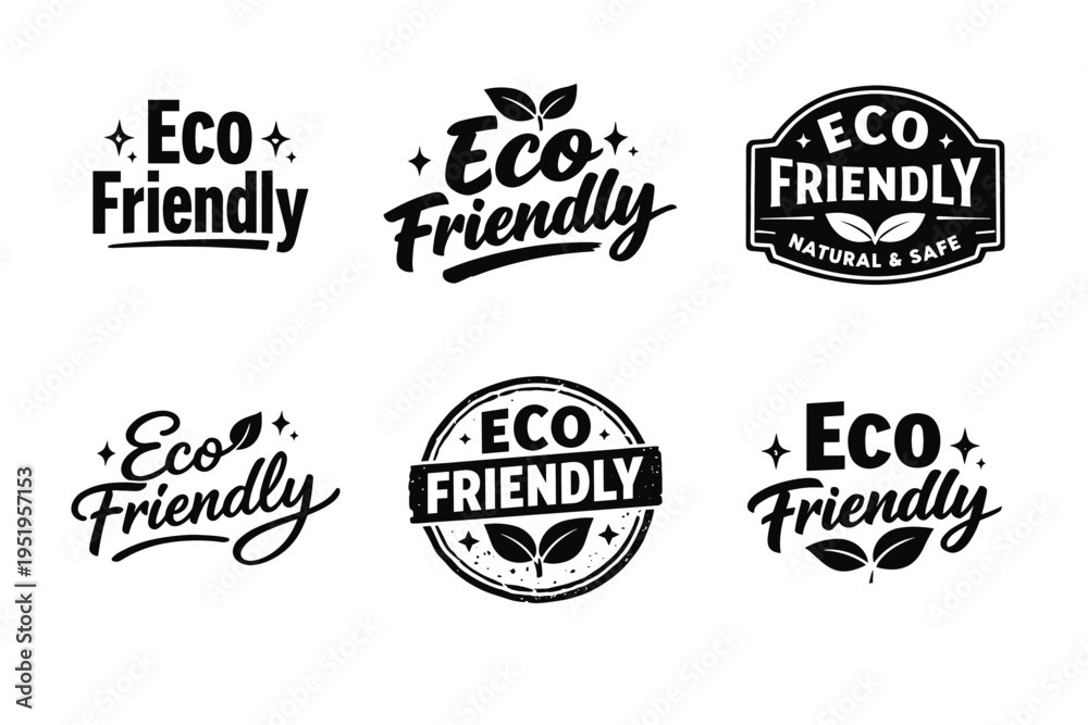 Obraz premium Eco friendly logo set with leaf and nature elements