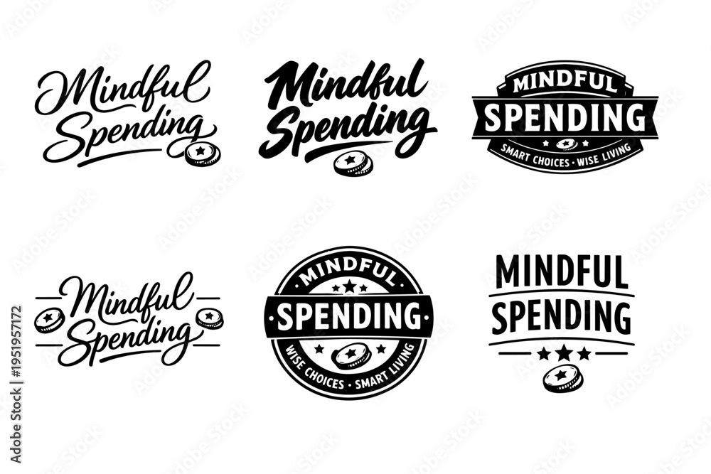 Fototapeta premium Mindful spending logos: smart choices for wise living