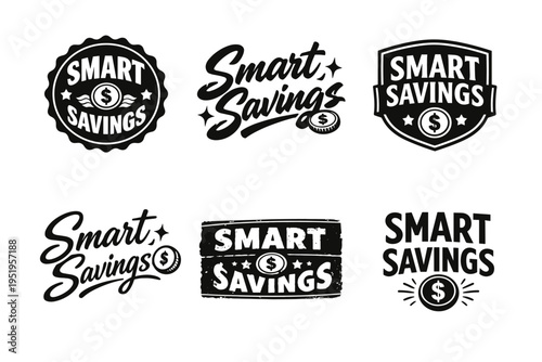 Smart savings logo collection with dollar signs and decorative elements