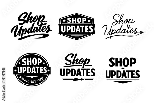 Variety of shop updates logos in vintage and modern designs