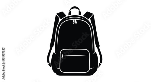Vector backpack icon, black silhouette