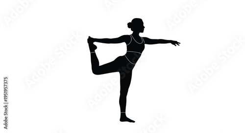 Black silhouette of a woman in a yoga pose vector