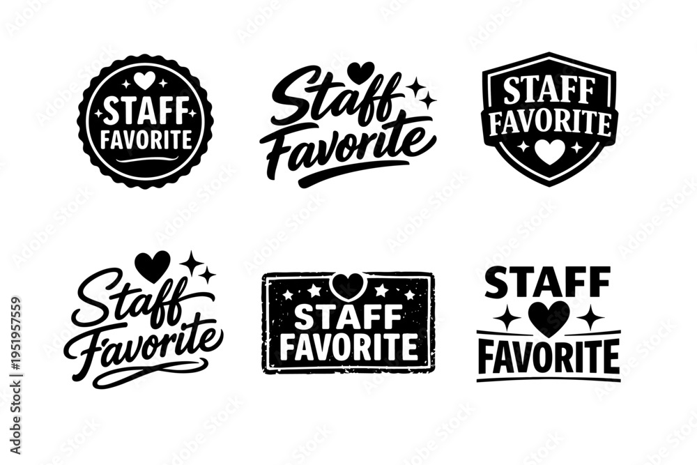 Fototapeta premium Staff favorite badge designs with heart and star elements