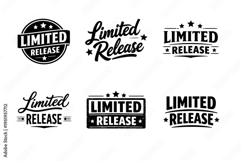 Obraz premium Vintage limited release logos featuring classic typography and iconic designs
