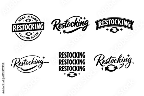 Restocking signs and labels collection with arrows and stars design