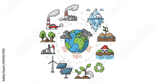 Environmental Issues and Solutions Illustrated Around the World.