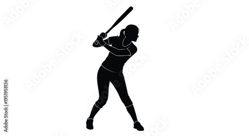 Black silhouette of a baseball player swinging a bat vector