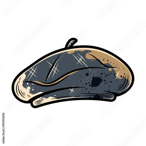 Artistic Beret Hat with Splashes of Paint