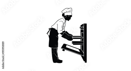 Vector illustration of chef cooking on grill