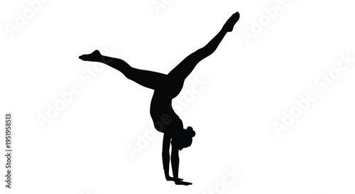Vector silhouette of woman doing handstand