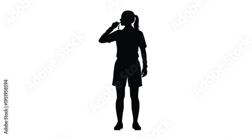 Vector silhouette of a woman with her hand on her forehead
