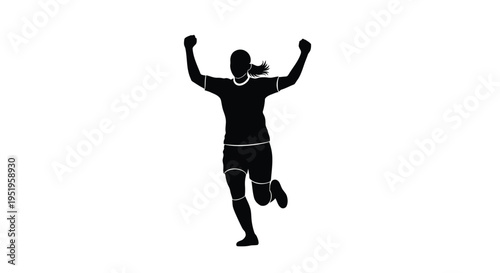 Black silhouette of a woman jumping with arms raised vector