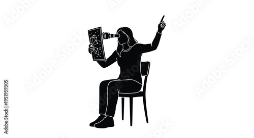 Vector illustration of a person sitting on a chair with a magazine and remote control