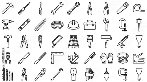 Collection of various construction tools and equipment.