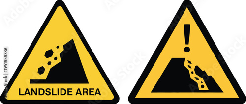 Warning signs for landslide areas