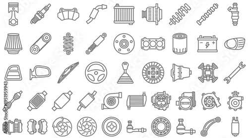 Collection of various mechanical and tool icons.