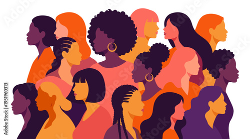 A vibrant and diverse community of empowered women standing together in unity