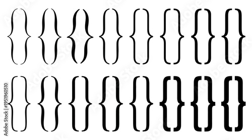 Diverse Collection of Stylized Curly Braces and Brackets for Typography and Graphic Design Projects
