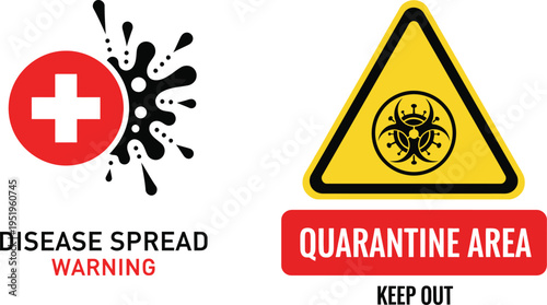Warning signs for disease spread and quarantine area