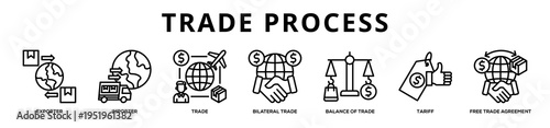 Trade Process web banner icon illustration