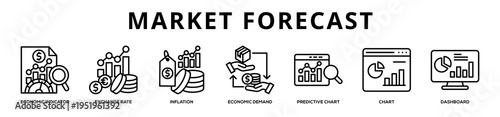 Market Forecast web banner icon illustration
