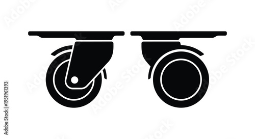 Black and white illustration of office chair casters and base plate