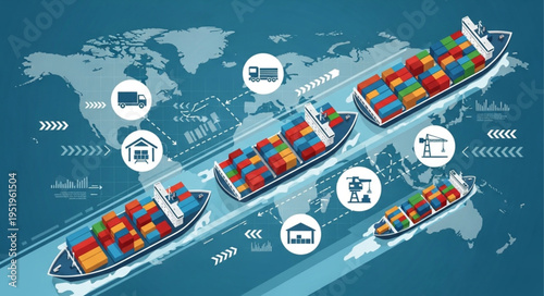 Global Trade and Logistics - Container Ships Transporting Goods Across the World.