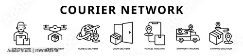 Courier Network web banner icon illustration