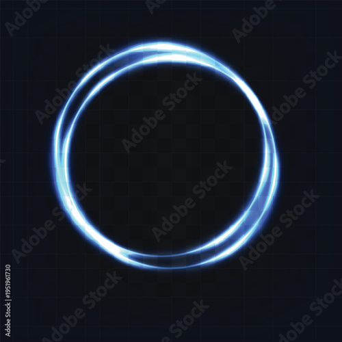 Abstract blue neon glowing circle frame