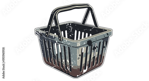 Empty shopping basket, isolated on white background