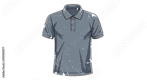 Grey Polo Shirt Illustration, Casual Wear, Clean Design