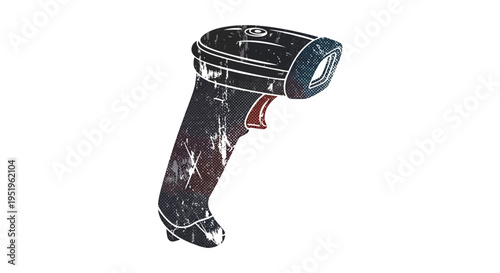 Retro barcode scanner illustration