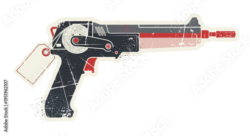 Retro Futuristic Gun with Price Tag