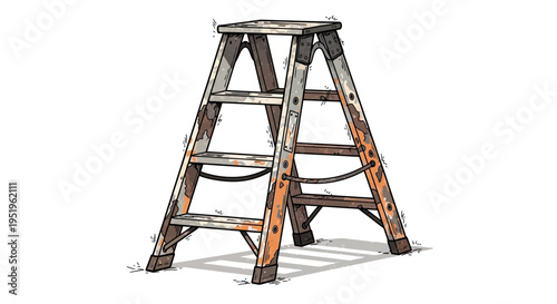 Old Wooden Step Ladder