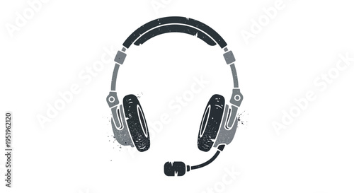 Retro Headphones with Microphone, Vintage Audio Equipment