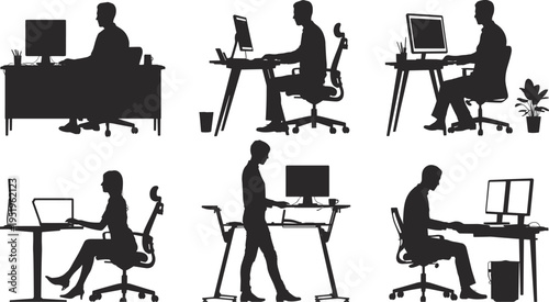 Vector silhouettes of people sitting at tables in a cafe drinking coffee talking and relaxing in a restaurant scene