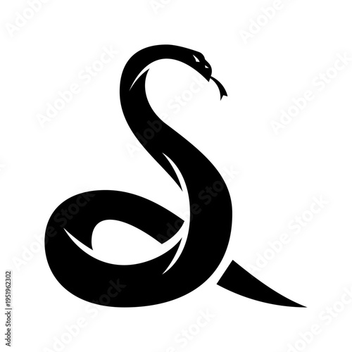 Big Snake glyph icon. Snake logo element.