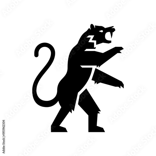 Saber Tooth Tiger glyph icon. Saber Tooth Tiger logo element.