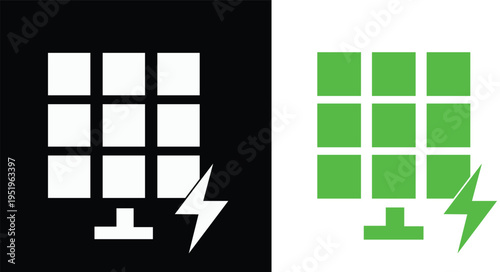 Eco friendly icons for sustainable living and green and white technology solutions